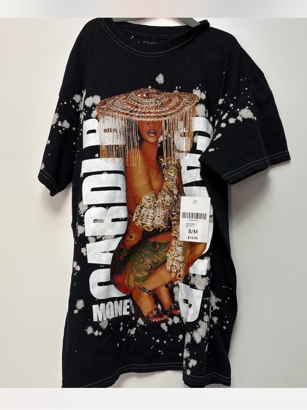 Forever 21 Black Graphic Mixed-Media Woman Print Tee with Gold Accents